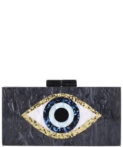 Fashion Hard Case Eye Clutch Bag HBG-104507 BLACK